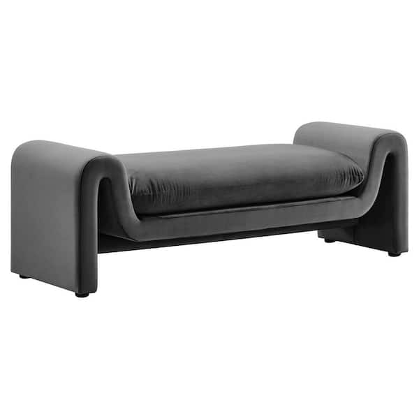 MODWAY Waverly in Gray 60 in. Bedroom Bench Performance Velvet
