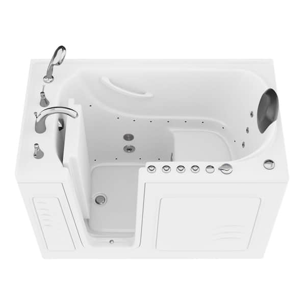 Universal Tubs Safe Premier Series 30 in. L x 52 in. W Left Side Drain Combination Jetted Bathtub in White with Microbubbles Technology