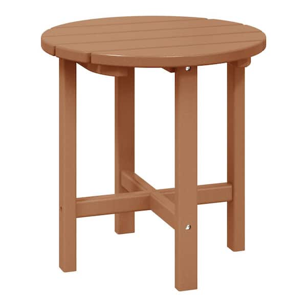 WESTIN OUTDOOR Mason 18 in. Teak Poly Plastic Fade Resistant Outdoor Patio Round Adirondack Side Table