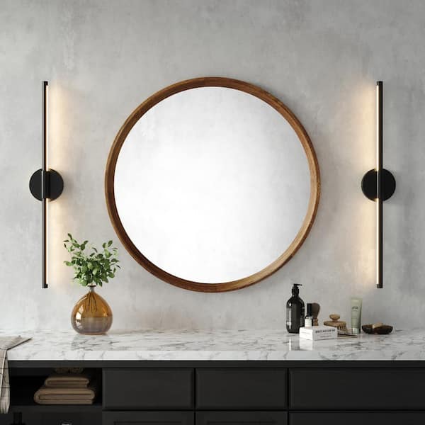28.3 in. 1-Light Matte Black Modern Integrated LED Vanity Light Bar Rotatable Bathroom Light (2-Pack)