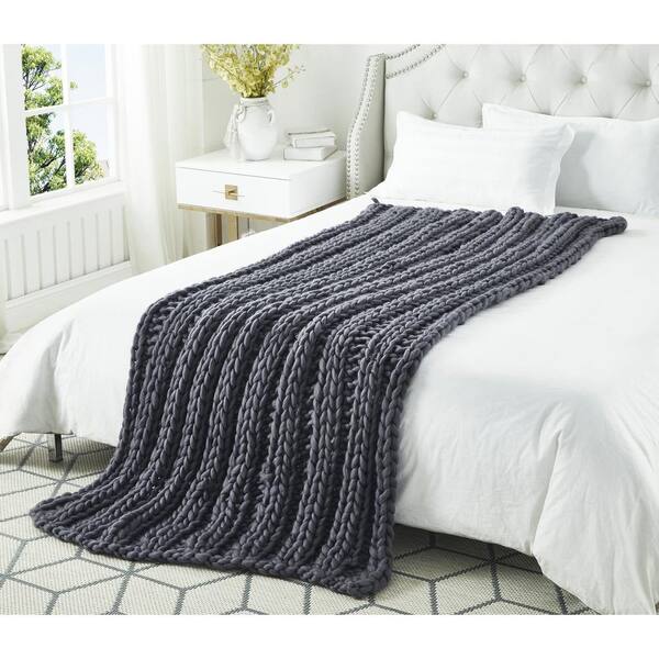 Dark grey knitted discount throw