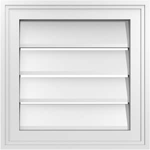 16 in. x 16 in. Vertical Surface Mount PVC Gable Vent: Functional with Brickmould Frame