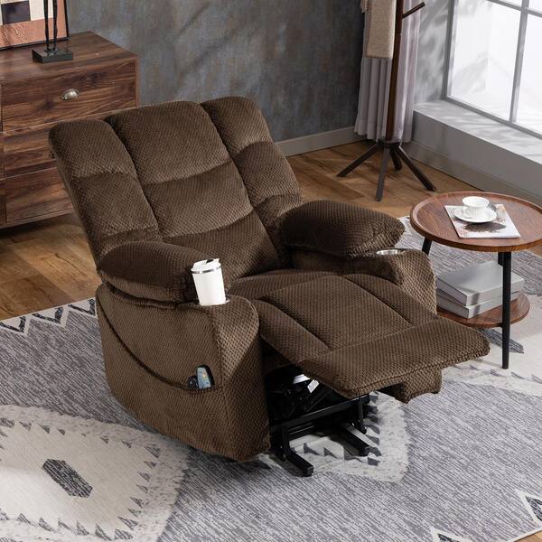 YOFE Modern Brown Velvet 160° Lay Flat Power Lift Recliner Chair