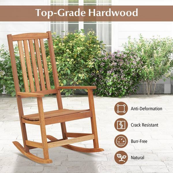 Patio Rocking Chair Ergonomic High Back Outdoor Rocker with Smooth Rocking Base Costway