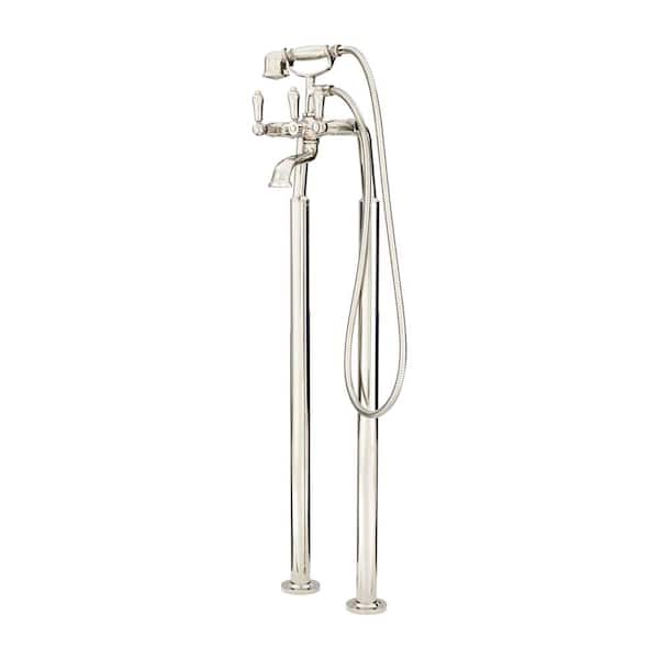 Traditional 3-Handle Freestanding Tub Faucet Trim Kit 36 in. with Hand Shower in. Polished Nickel