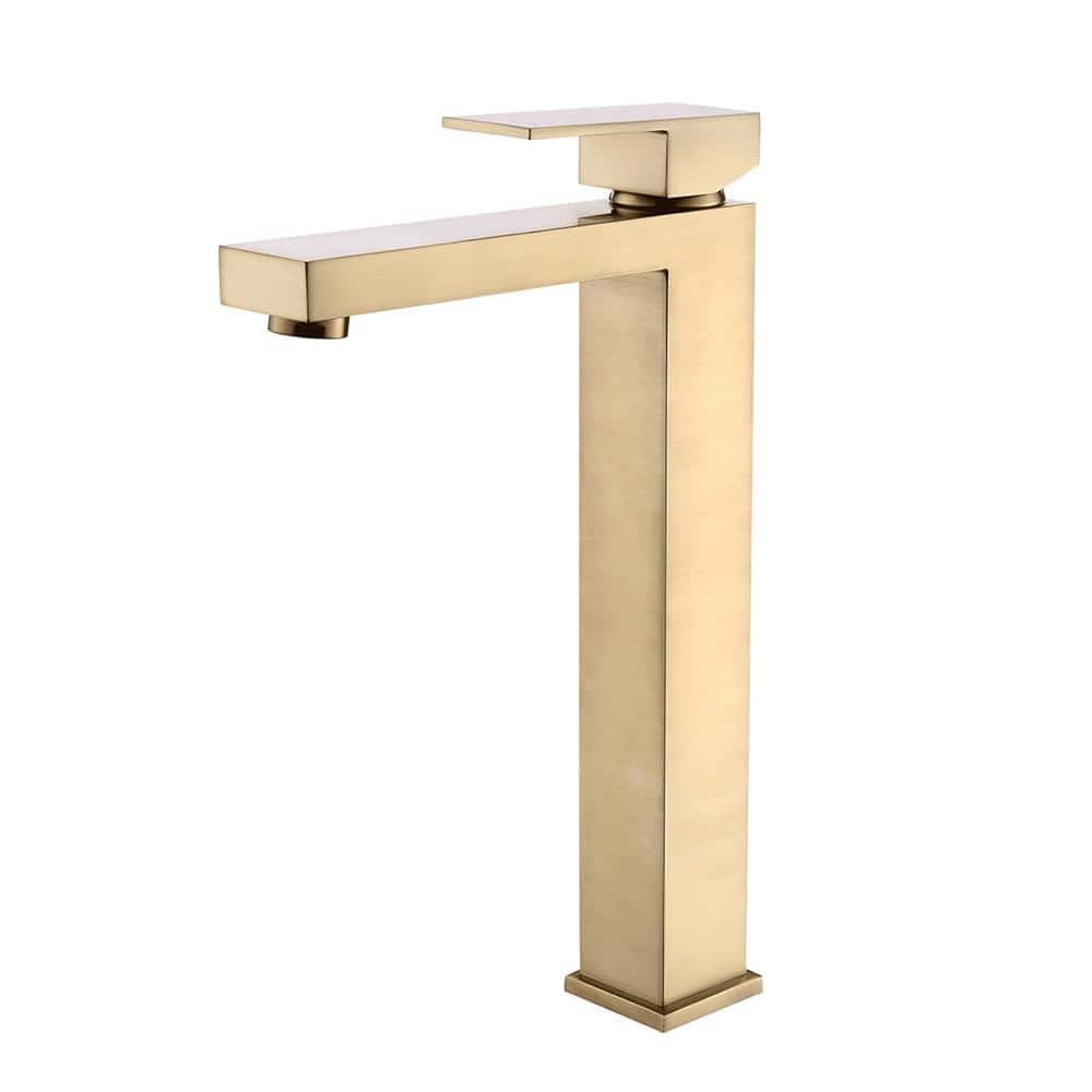 Single Hole Single Handle Tall Bathroom Vessel Sink Faucet Square Bathroom 