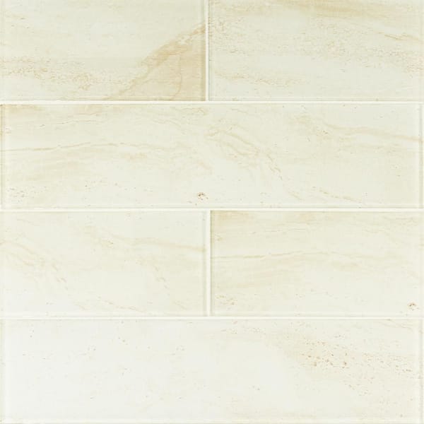 Jeffrey Court Blurr Beige 4 in. x 16 in. Subway Gloss Glass Wall Tile (17.77 sq. ft./Case)