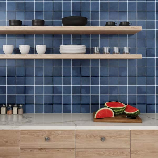 Bedrosians Sample-Cloe Glossy Blue 5 in. x 5 in. Ceramic Wall Tile