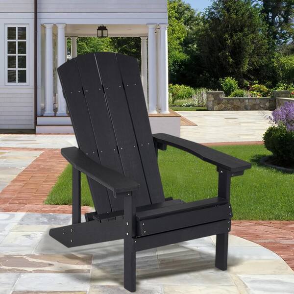 Outdoor Weather Resistant Black Plastic Adirondack Chair 1 pack