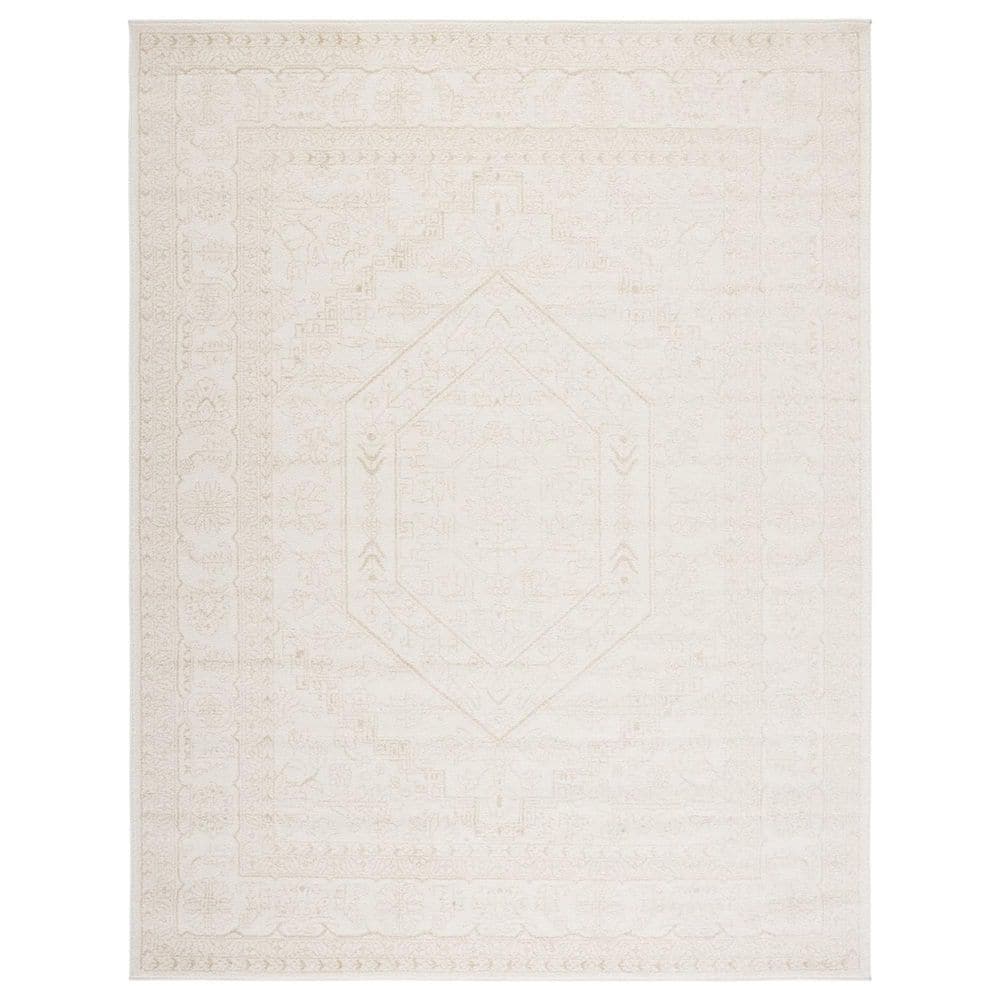 Beige Polypropylene 8 ft. x 10 ft. Oriental Indoor Area Rug