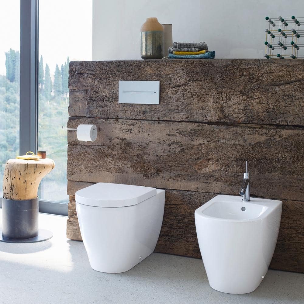 White Vitreous China Elongated One-Piece Dual Flush Toilet