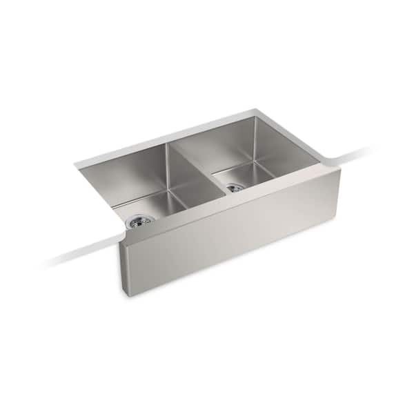 Strive 35-1/2 in. Undermount Double-Bowl Farmhouse Kitchen Sink With Accessories