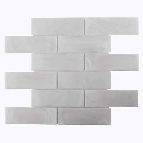 Ivy Hill Tile Glamor Iridescent Pearly White 4 in. x 0.24 in. Polished Glass Wall Mosaic Tile Sample