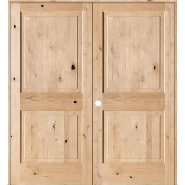 Krosswood Doors 72 In X 80 In Rustic Knotty Alder Solid Core Double French Door Phidka30560