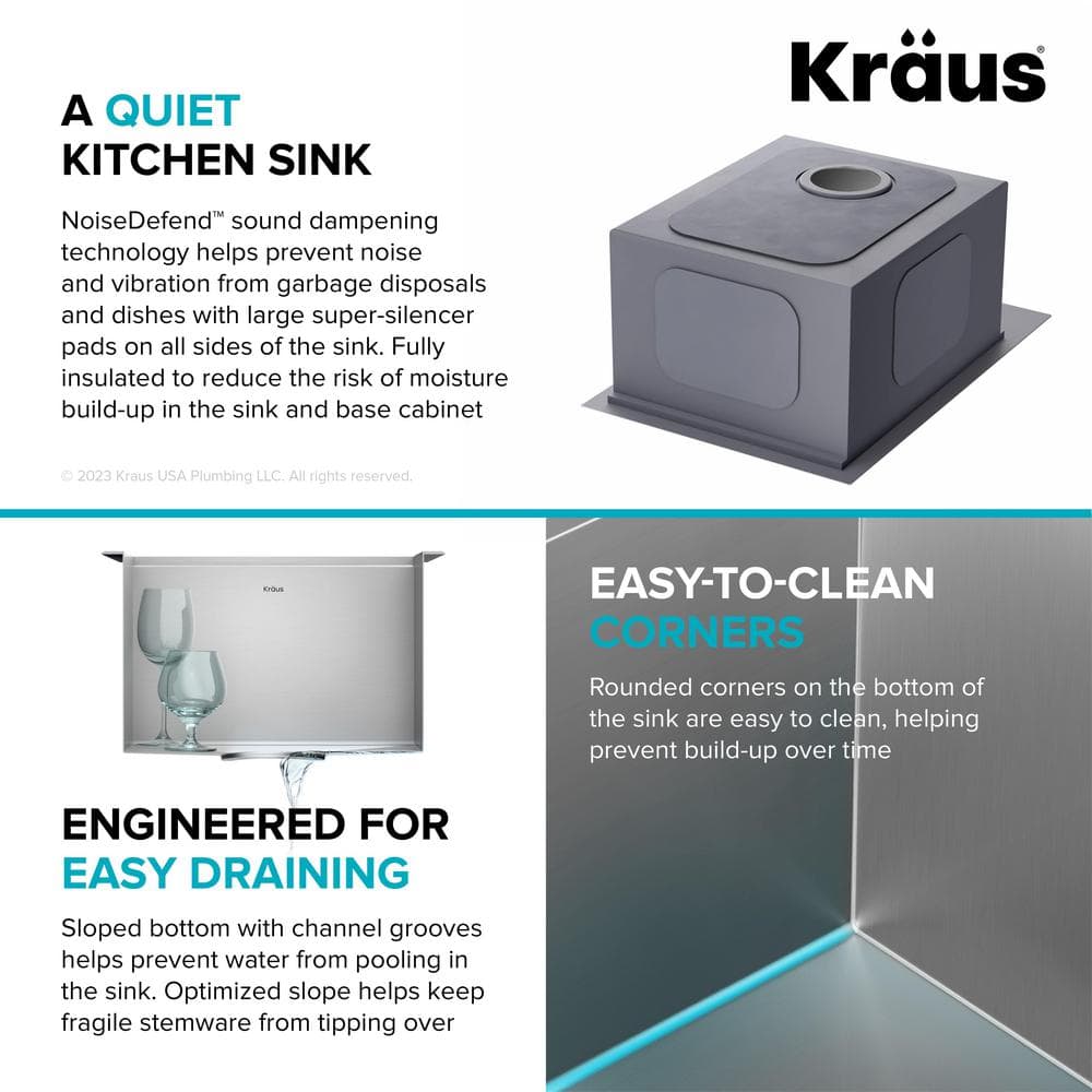 Kore 15" Stainless Steel Single Bowl Workstation Sink with Accessories