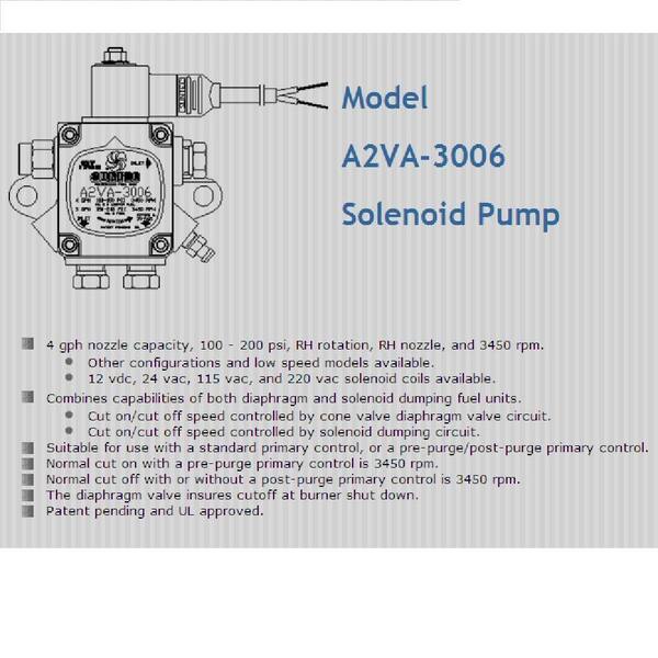 Suntec A2VA3006 Oil Burner Pump With Non Delay Solenoid ONE YEAR WARRANTY 