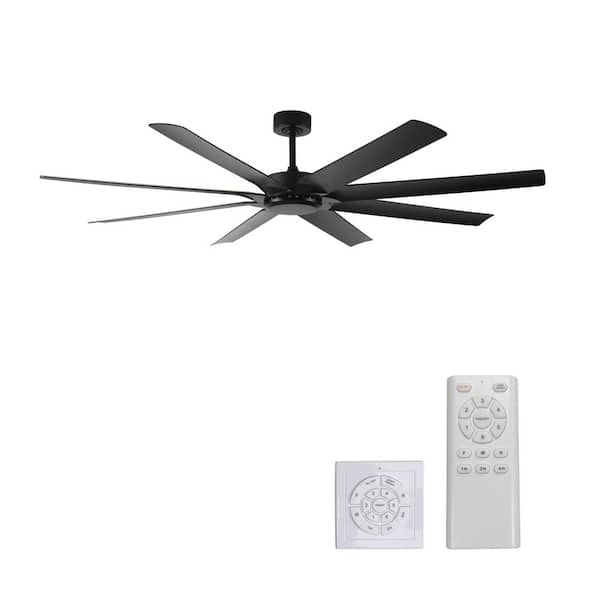 72 in. Modern Black Downrod Mount Ceiling Fan with Reversible DC Motor and Remote Control for Living Room, Dining Room