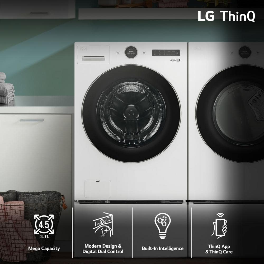 White High Efficiency Smart Front Load Washer with Steam Setting