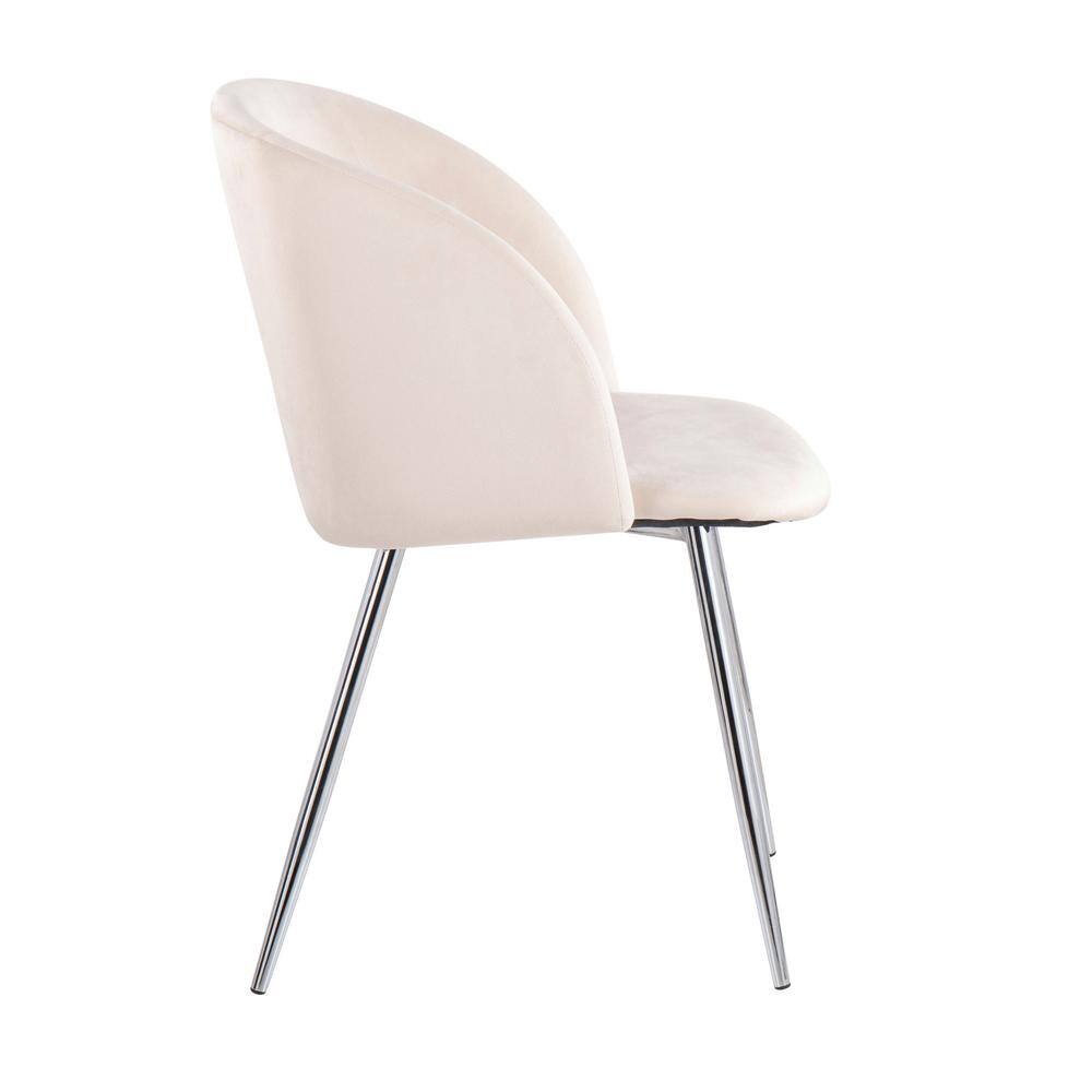 Cream Velvet and Chrome Upholstered Arm Chairs, Set of 2