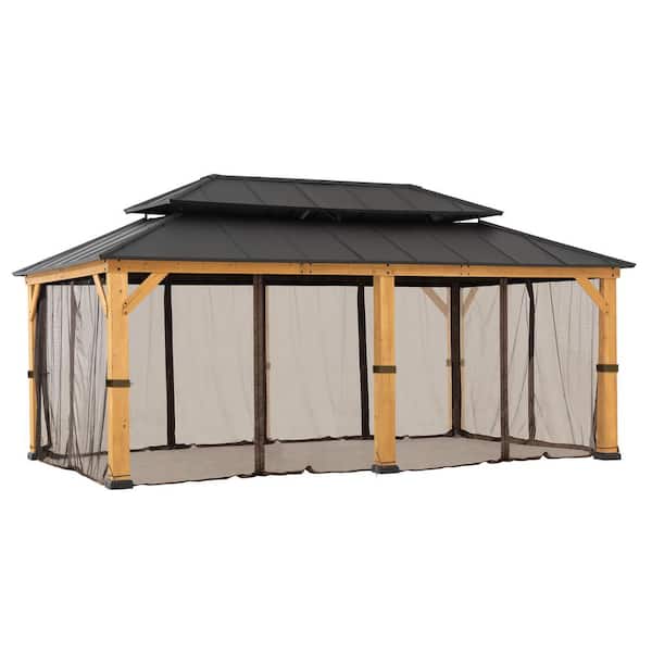 Sunjoy Replacement Gazebo Mosquito Netting Waterproof 6-Panel Screen Walls for 12 x 20 ft Gazebo, Patio and Backyard Protection
