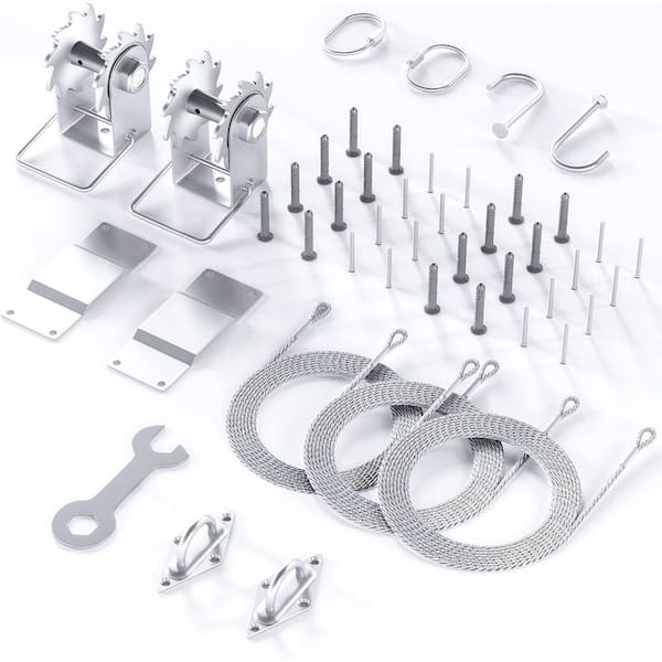 6 in. 316 Stainless Steel Sun Shade Sail Hardware Kit with Winches, Cables, and Mounting Accessories