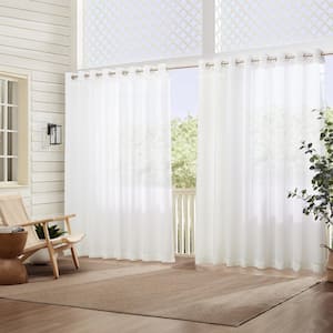 Carmen Sheer Extra Wide Indoor/Outdoor Sheer Window Curtain, White - 114''W x 84''L