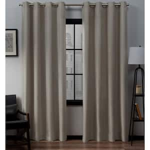 Loha Beige Solid Light Filtering Grommet Top Curtain, 54 in. W x 96 in. L (Set of 2)