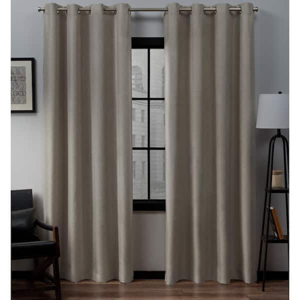 EXCLUSIVE HOME Loha Beige Solid Light Filtering Grommet Top Curtain, 54 in. W x 108 in. L (Set of 2)