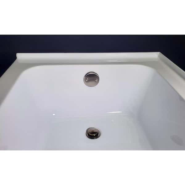 Westbrass Universal Deep Soak PVC Bath Drain – Satin Nickel, With Patented Closing Overflow For Extra Deep Soaks