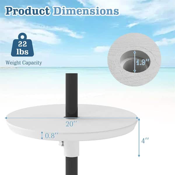 Costway 20 in. Outdoor Adjustable Umbrella Table for 1.5 in. and
