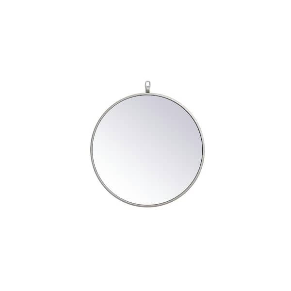 Unbranded Timeless Home 18 in. W x 18 in. H x Midcentury Modern Metal Framed Round Silver Mirror