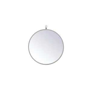 Small Round Silver Modern Mirror (18 in. H x 18 in. W)