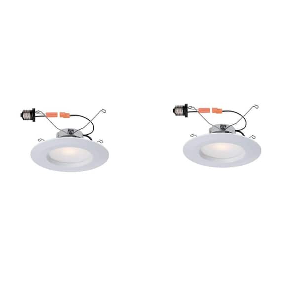 Commercial Electric 5 in. and 6 in. White Recessed LED Trim with 2700K, 90 CRI (2-Pack)