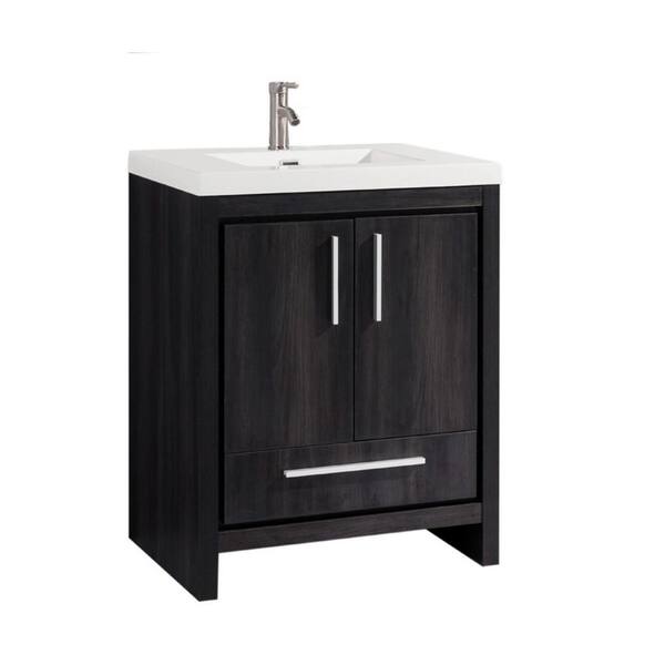 VOLPA USA AMERICAN CRAFTED VANITIES Miami 24 in. W x 19.5 in. D x 36 in. H Vanity in Black Walnut with Acrylic Vanity Top in White and White Basin