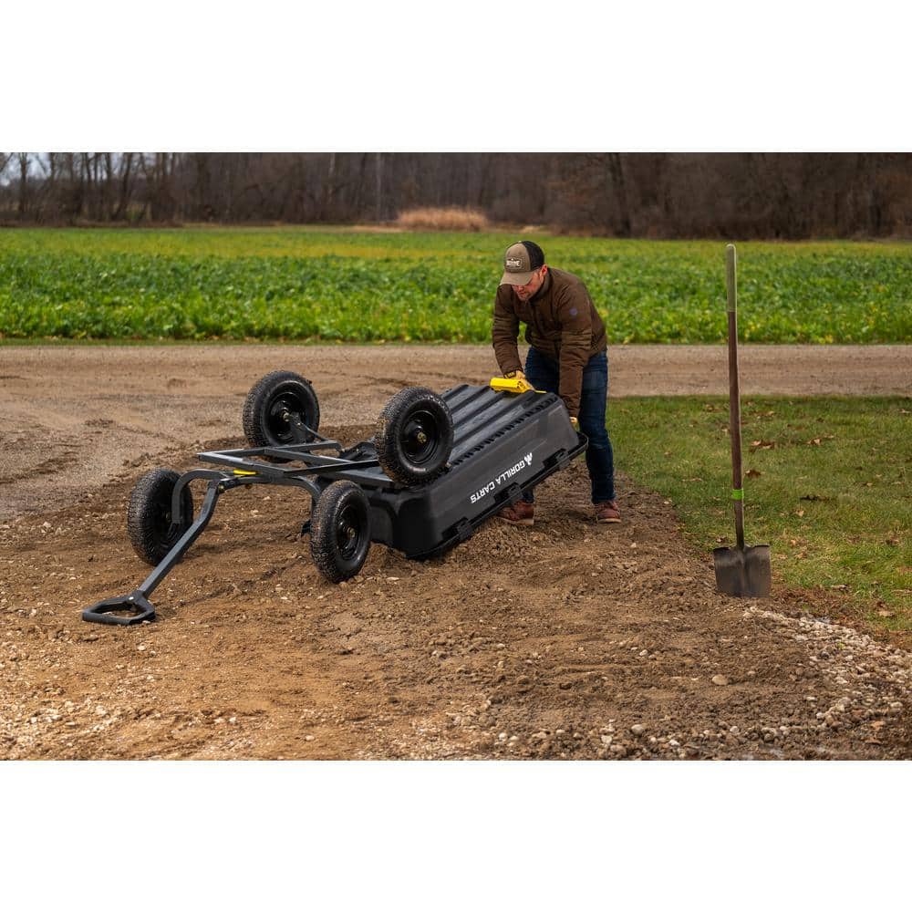 Heavy Duty Black Poly Yard Dump Cart with Pneumatic Tires