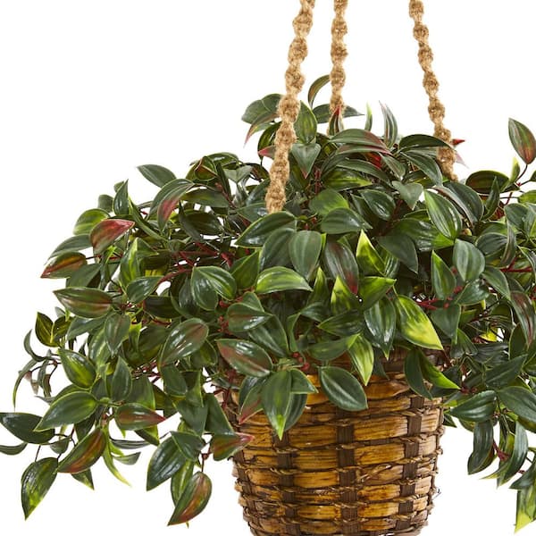 Nearly Natural Indoor/Outdoor 30 in. Mini Melon Artificial Plant in Hanging  Basket UV Resistant 8619 - The Home Depot