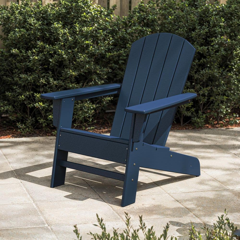 POLYWOOD Seabrook Adirondack Chair in Navy OSA20-NV - The Home Depot