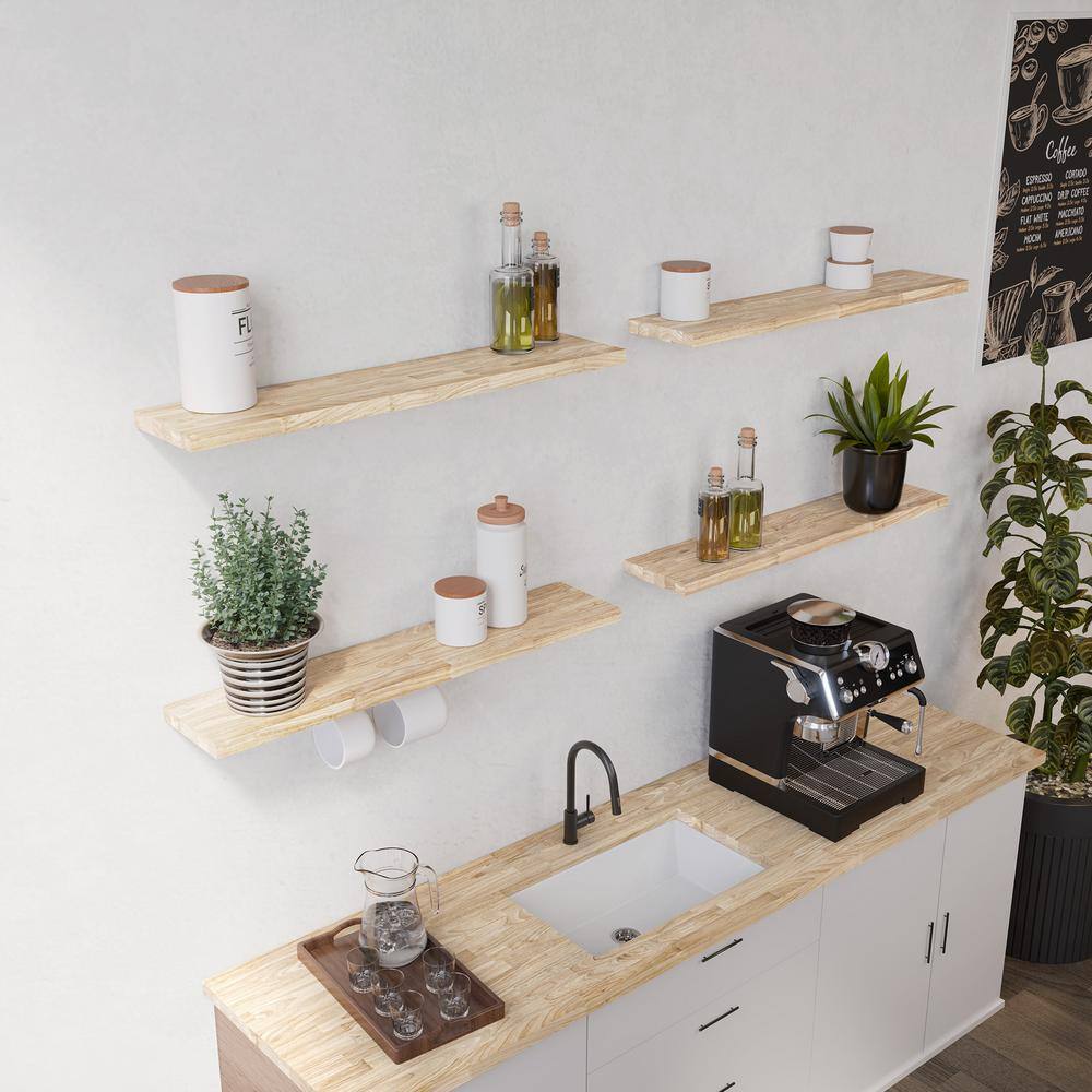 4 ft Unfinished Hevea Solid Wood Butcher Block Countertop with Square Edge