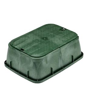 14 in. X 19 in. Rectangular Standard Series Valve Box Extension & Cover, 6-3/4 in. Height, Green Box, Green ICV Cover