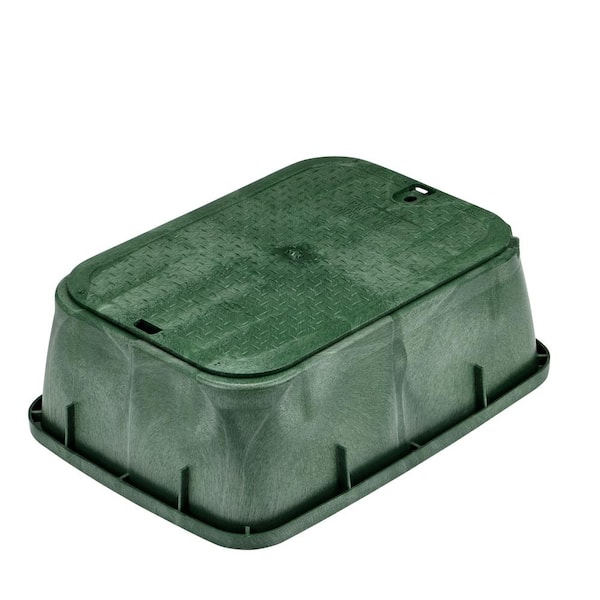 NDS 14 in. X 19 in. Rectangular Standard Series Valve Box Extension & Cover, 6-3/4 in. Height, Green Box, Green ICV Cover