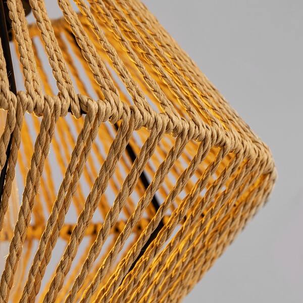 Pacific Core 3-Lights Black Rattan Caged Chandelier Hanging