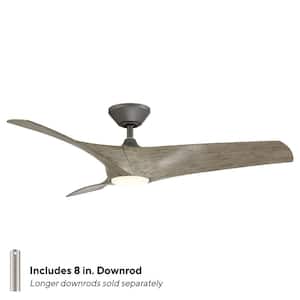 Zephyr 62 in. Smart Indoor/Outdoor 3-Blade Ceiling Fan Graphite Weathered Wood with 3000K LED and Remote Control