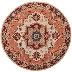 Chelsea Red/Ivory 8 ft. x 8 ft. Round Floral Medallion Antique Area Rug