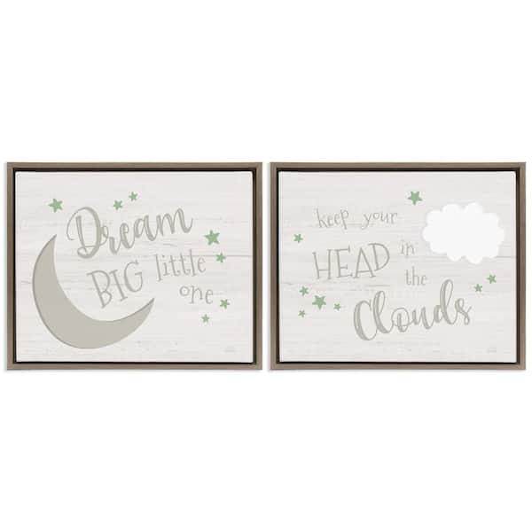 Stupell Industries Nursery Dreams Quotes by Natalie Carpentieri 2-Pieces Brown Floater Frame Typography Graphic Art Print 25 in. x 31 in.