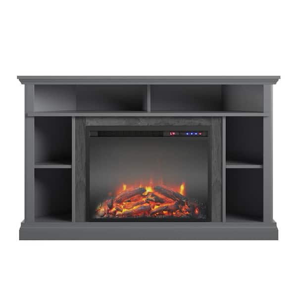 Ameriwood Home Parlor 47.625 in. Electric Corner Fireplace for TVs up to 50 in. in Graphite Gray