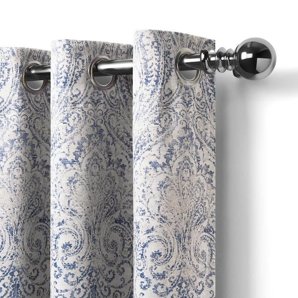 Elrene Blue Paisley Blackout Curtain, Blue And Beige Curtains