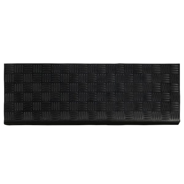 Outdoor Collection Rubberback Black Squares 10 in. x 30 in. ., Stair Tread Covers (Set of 5)