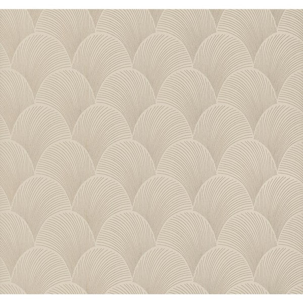 Metallic Beige Gold Scallop Wallpaper