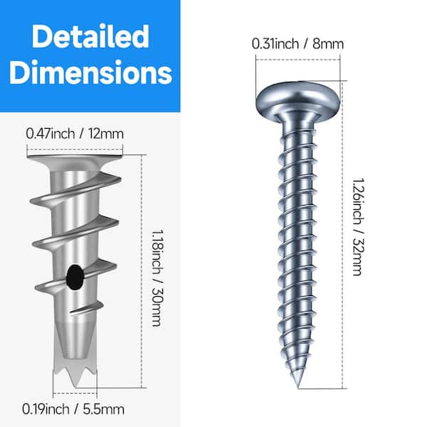 #8 x 1-1/4 in. Zinc Self Drilling Drywall Anchors (50-Pack)