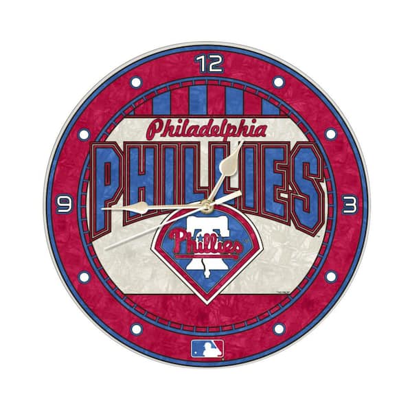 The Memory Company MLB -12 in. Novelty Phillies Art Glass Clock